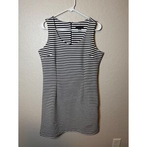 Attention Black and White Striped Sleeveless Sheath Dress Size L/G